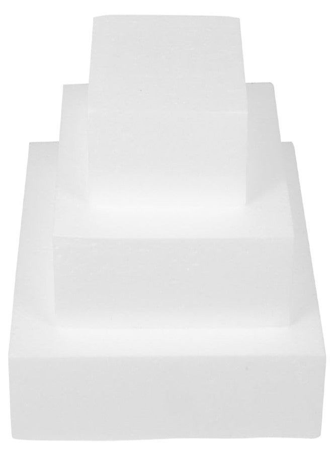 ULDIGI 3Pcs Square Foam Cake Models 8.26X7.87X7.87In Lightweight Reusable Cake Dummies for Wedding Displays Baking Practice and Creative Decorating - Image 1