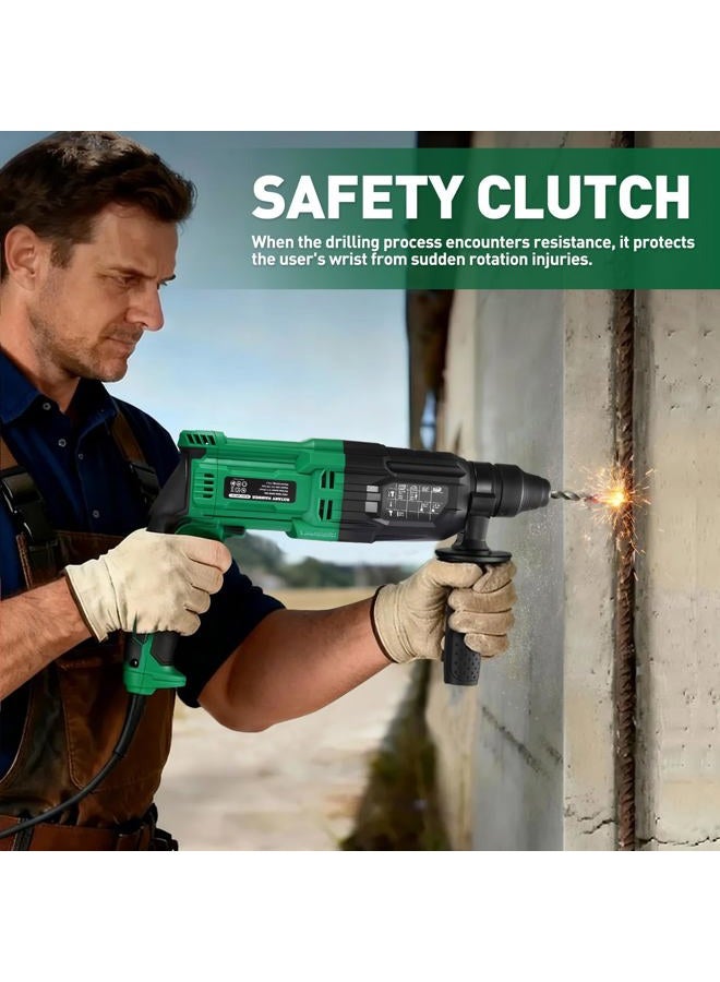 WorkBless SDS-Plus 1" Rotary Hammer Drill, 8 AMP, Lightweight Corded Version for Concrete Demolition Chipping, 5 SDS-Plus Bits - Image 5