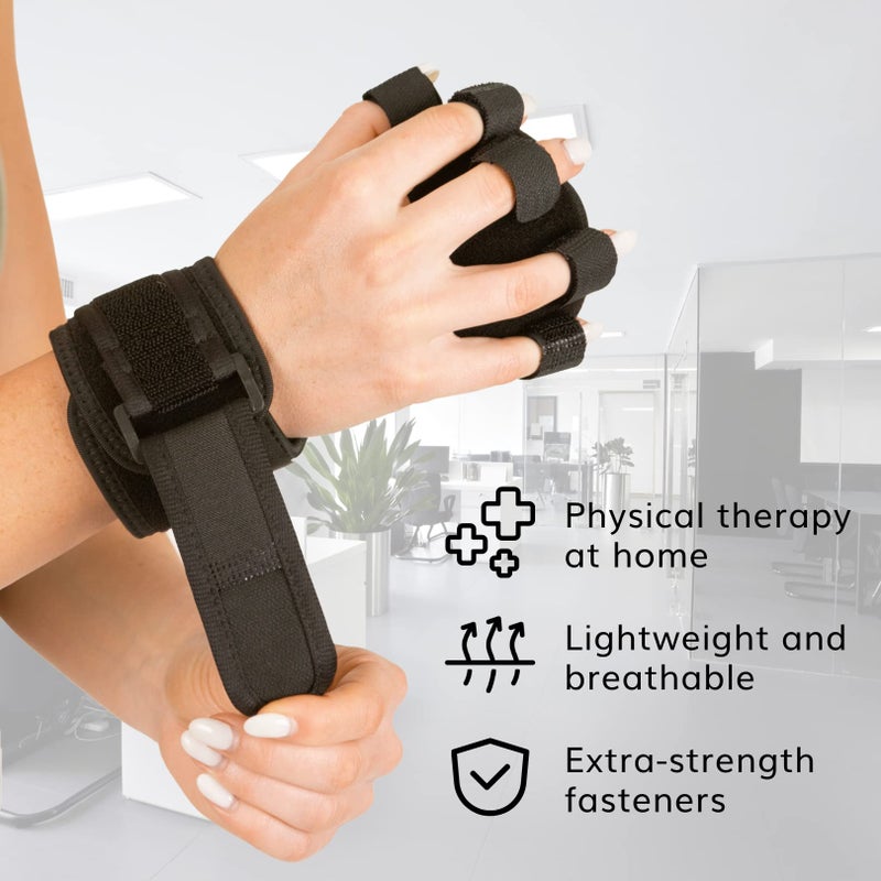 BraceAbility Anti Spasticity Splint - Contracture Stroke Resting Hand Orthosis Brace and Ball for Right or Left Cramp Relief, Twitching Pain, Recovery Therapy, Dupuytren's Treatment, Arthritis Remedy - Image 4