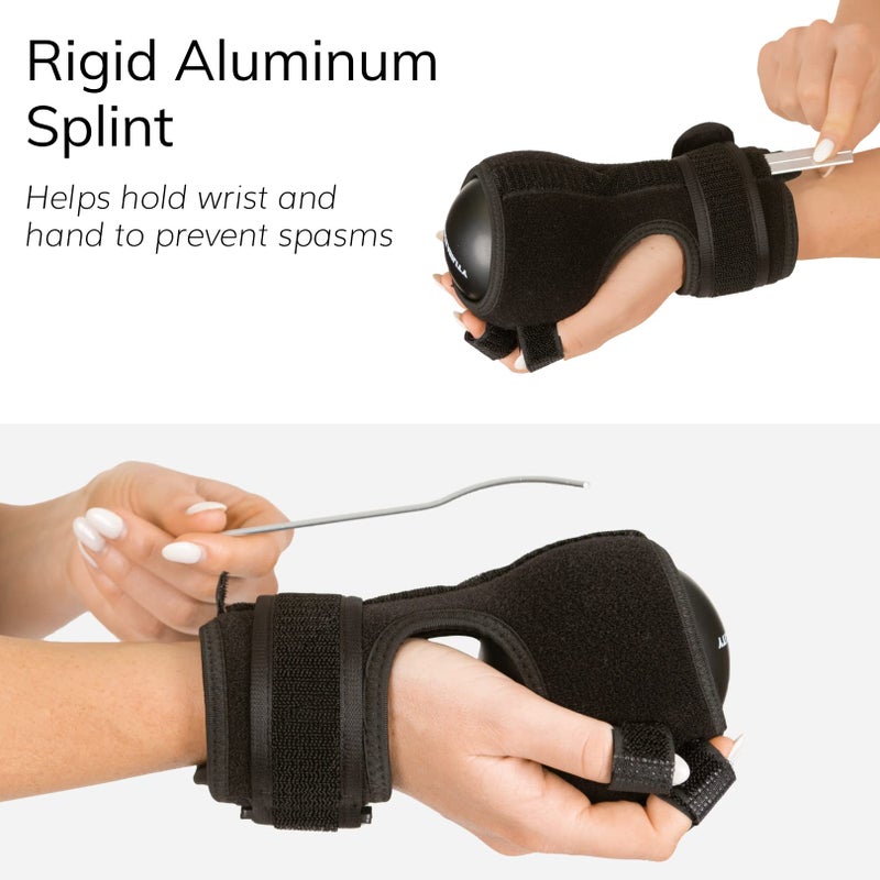 BraceAbility Anti Spasticity Splint - Contracture Stroke Resting Hand Orthosis Brace and Ball for Right or Left Cramp Relief, Twitching Pain, Recovery Therapy, Dupuytren's Treatment, Arthritis Remedy - Image 5