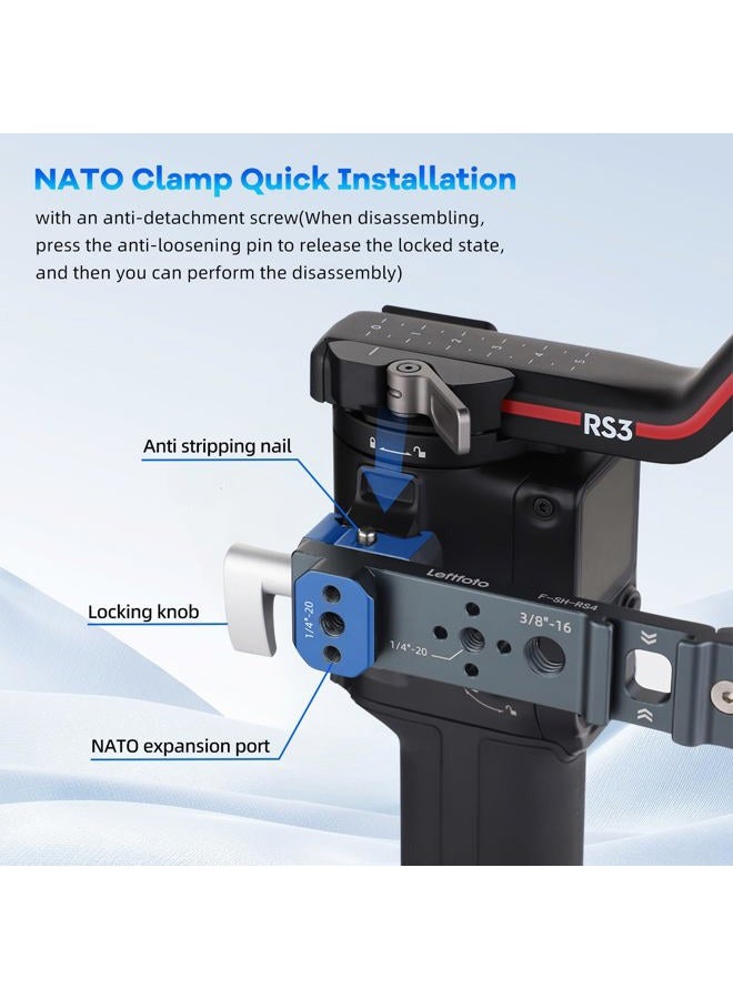 LEFTFOTO Ergonomic 360° Adjustable Silicone Hand Grip + Handle Ext L Bracket Compatible with DJI RS2/RSC2/RS3/RS3 Pro/RS3 Mini/RS4 Pro/RS4 Mini Gimbal Stabilizer with NATO Coupler 8kg - Image 5