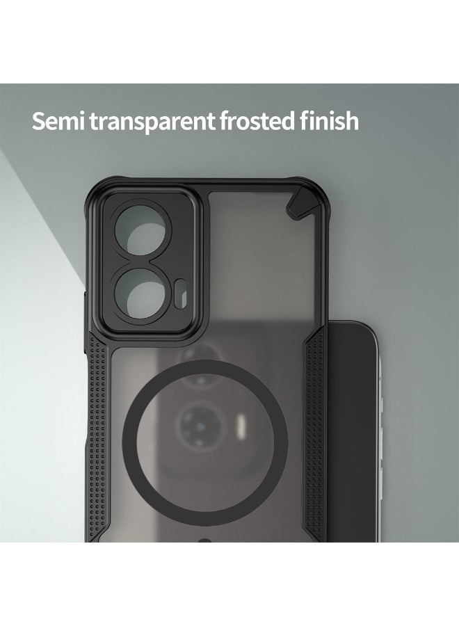 Cover For Motorola Moto G35 5G Armor Glaze Magnetic Phone Case Raised edges around the screen and camera lens help prevent scratches - Black - Image 3