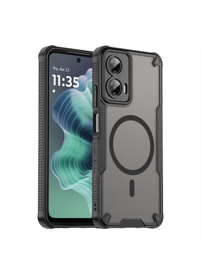 Cover For Motorola Moto G35 5G Armor Glaze Magnetic Phone Case Raised edges around the screen and camera lens help prevent scratches - Black - Image 1