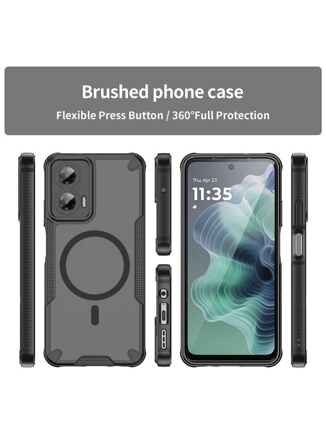 Cover For Motorola Moto G35 5G Armor Glaze Magnetic Phone Case Raised edges around the screen and camera lens help prevent scratches - Black - Image 2