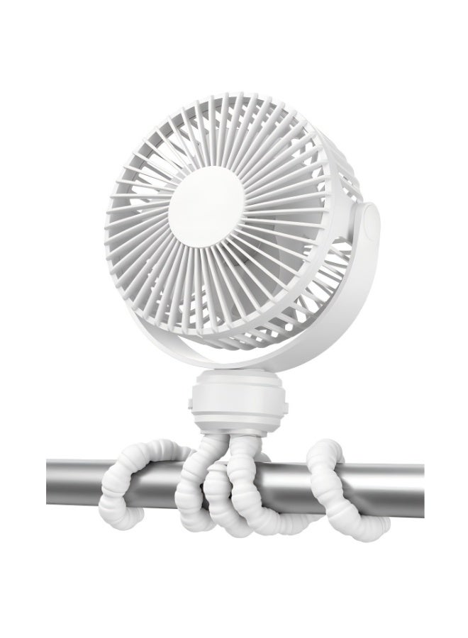 Mini Portable Stroller Fan, Battery Operated Small Clip On, Detachable 3 Speed Rechargeable, 360° Rotate Flexible Tripod Better Cooling for Car Seat Crib Treadmill Travel White - Image 1