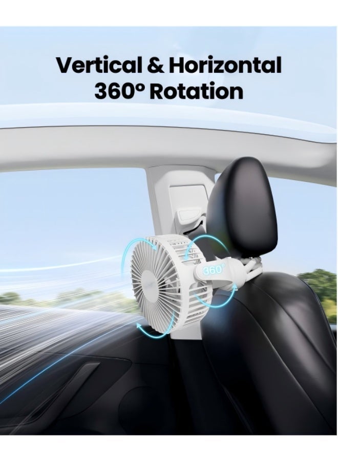 Mini Portable Stroller Fan, Battery Operated Small Clip On, Detachable 3 Speed Rechargeable, 360° Rotate Flexible Tripod Better Cooling for Car Seat Crib Treadmill Travel White - Image 5