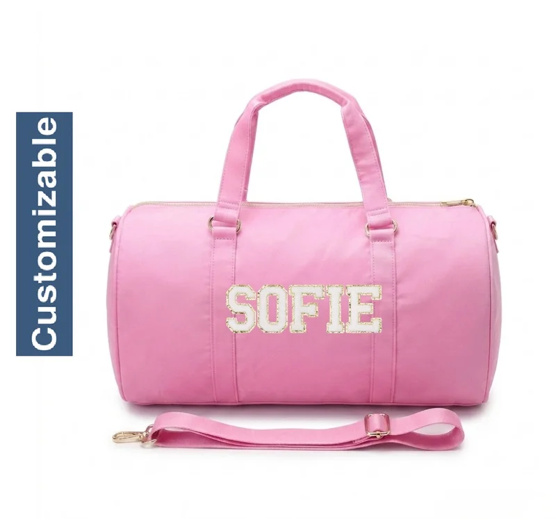 القبيلة السعيدة Personalised Duffle Bag, Candy Pink