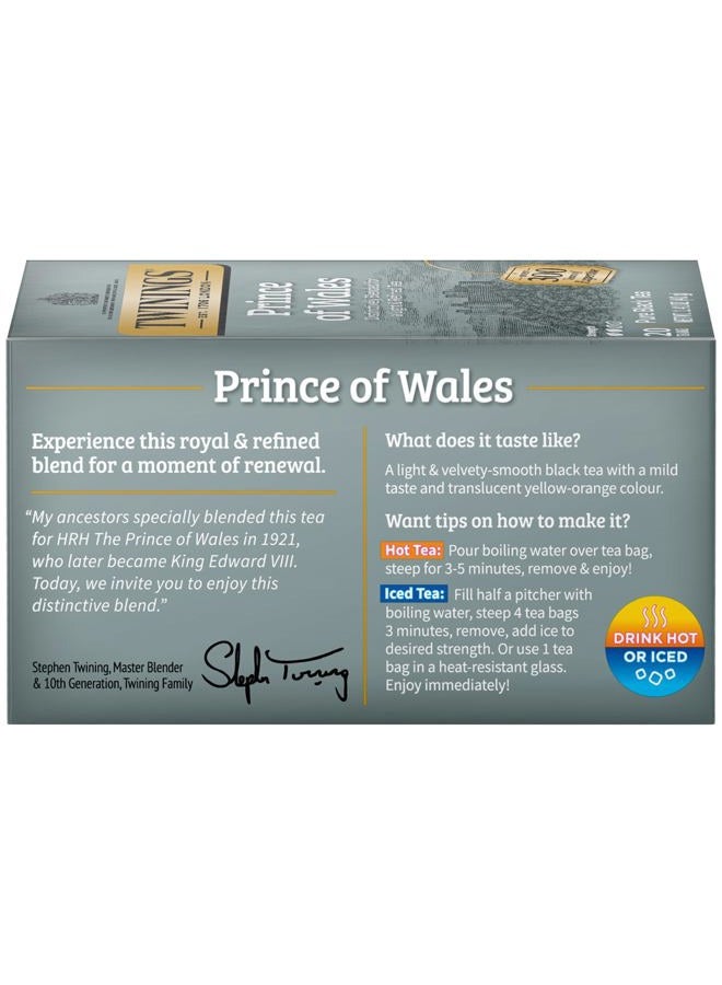 Twinings Prince of Wales Black Tea Individually Wrapped Bags, 20 Count (Pack of 1), Velvety Smooth & Mild, Caffeinated, Enjoy Hot or Iced | Packaging May Vary  - Image 5