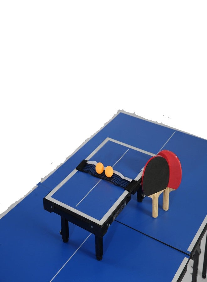 Dios Super Mini Table Tennis Table | Portable Foldable Ping Pong Table with Net | Includes 2 TT Rackets & 2 Balls | Compact Indoor Game Table for Kids, Adults & Family Fun (Super Mini Blue) - Image 4
