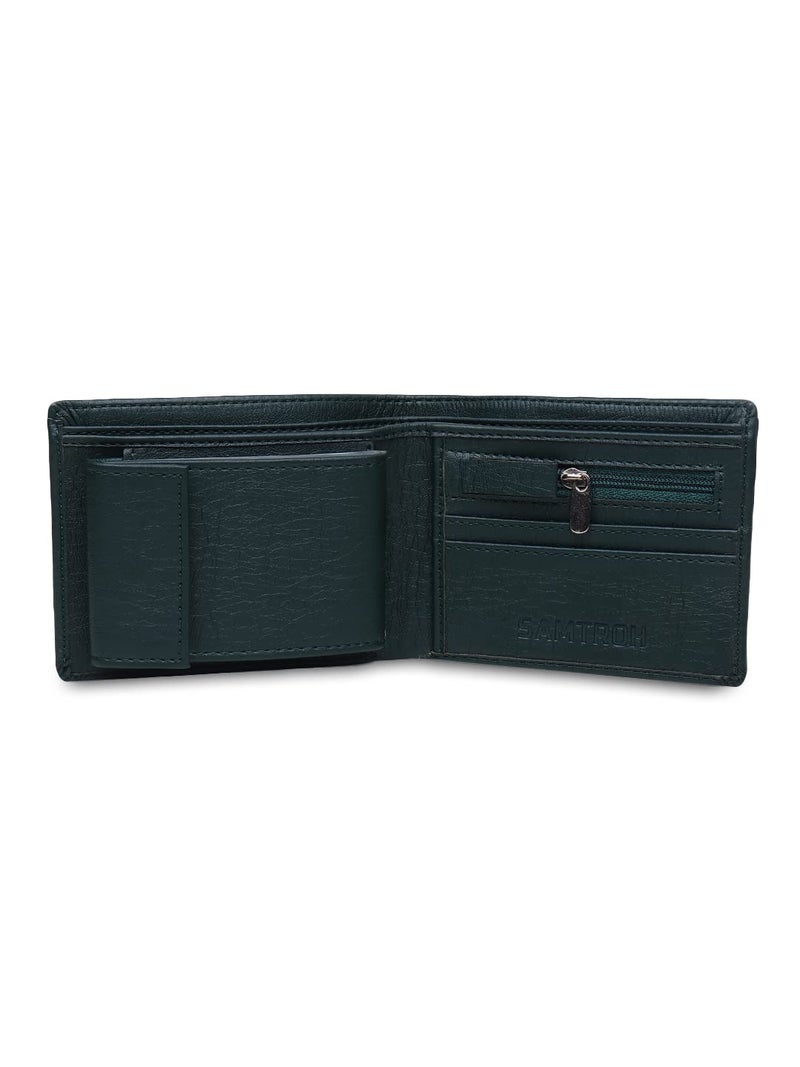 SAMTROH Pu Leather Wallet for Men I 2 Card Slots I 2 Currency & 2 Secret Compartments I 1 Zipper Coin Pocket & 6 ID Card Slots (Green) - Image 4