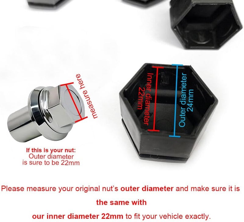 Kalmaegee 20PCS 22MM Wheel Lug Nut Covers Compatible with Range Rover Buick Regal Bolt Cover Caps(Black) - Image 2