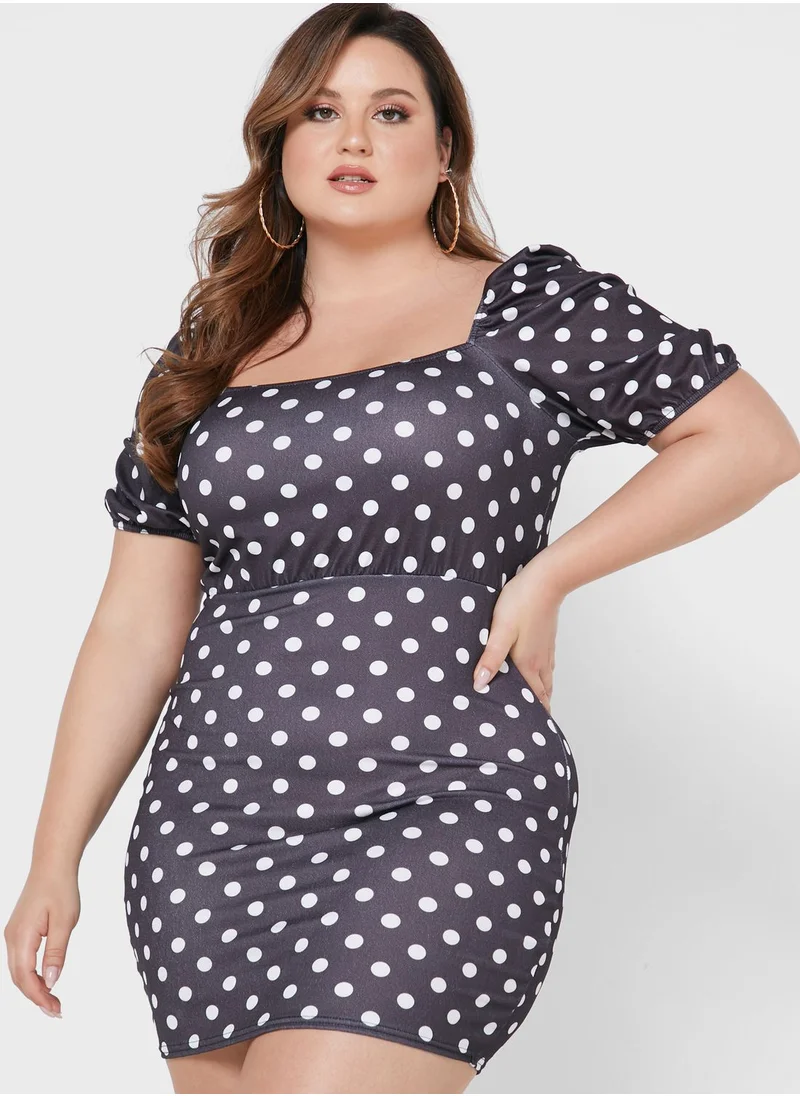 I Saw It First Curve Polka Dot Broad Neck Dress