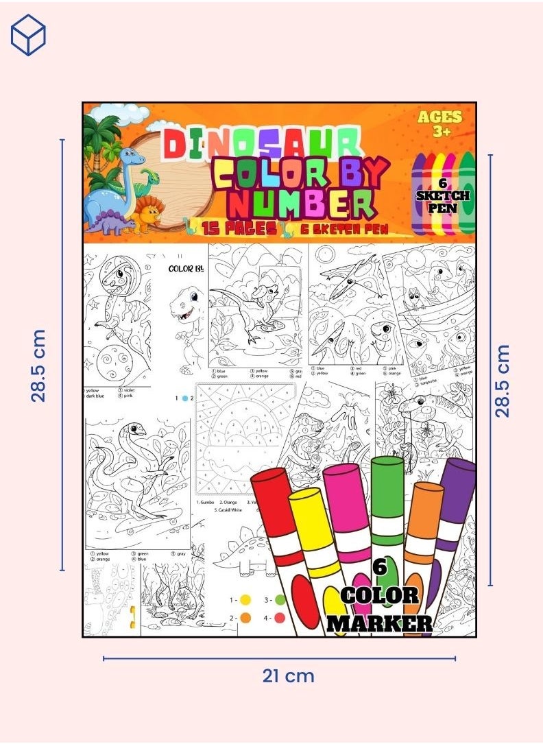 Just Kidding - Dinosaur Color by Number Coloring - Image 1