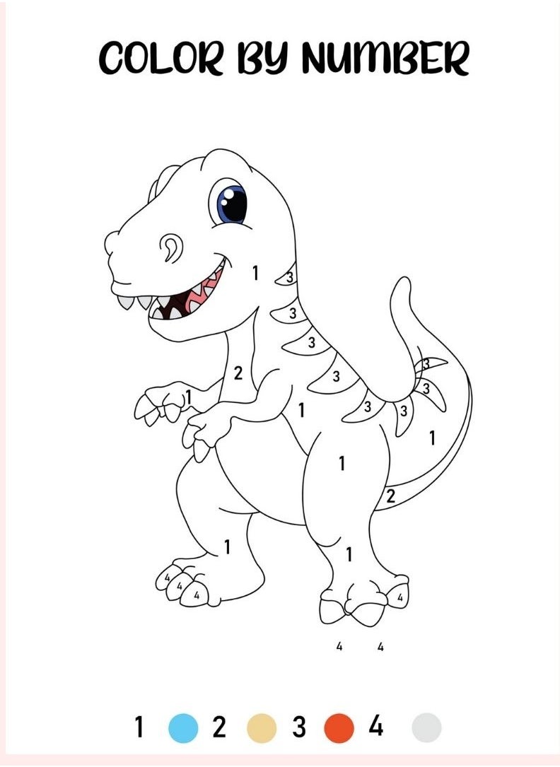 Just Kidding - Dinosaur Color by Number Coloring - Image 1