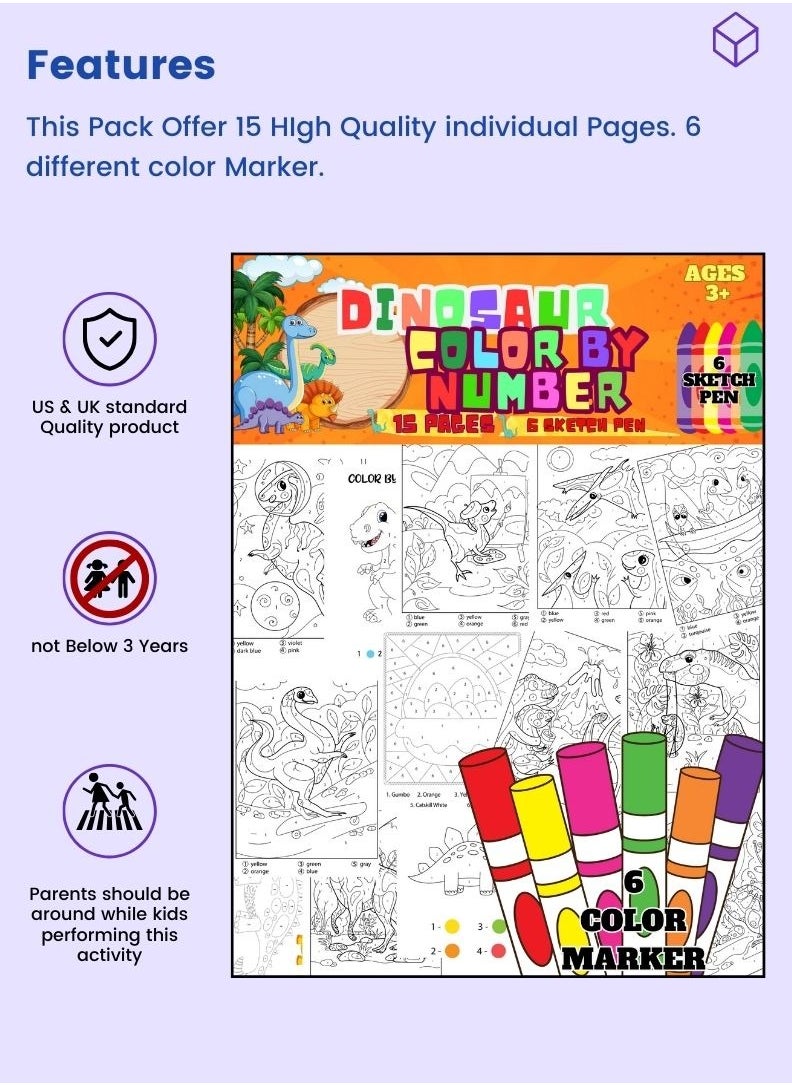Just Kidding - Dinosaur Color by Number Coloring - Image 1