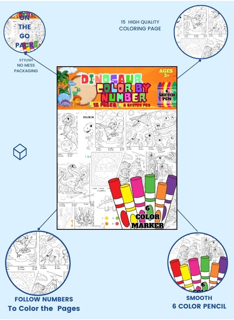 Just Kidding - Dinosaur Color by Number Coloring - Image 1