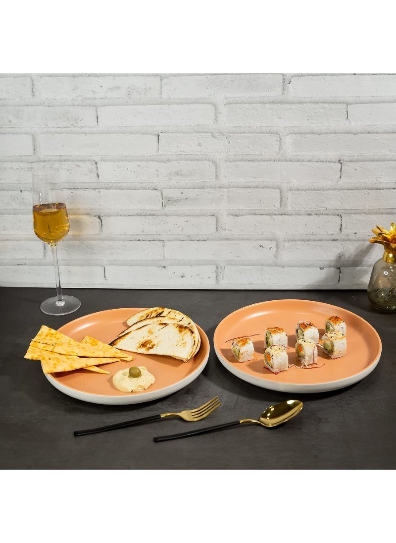 EZ Life - EZ Life Matte Pastel Shallow 10 Inch Ceramic Plate - Sesame Series Matt Amber - Pack of 2 - Dinnerware - Serveware - Home Kitchen, Tableware, Dining Sets Plate, Ceramic Crockery, Plates - Image 1
