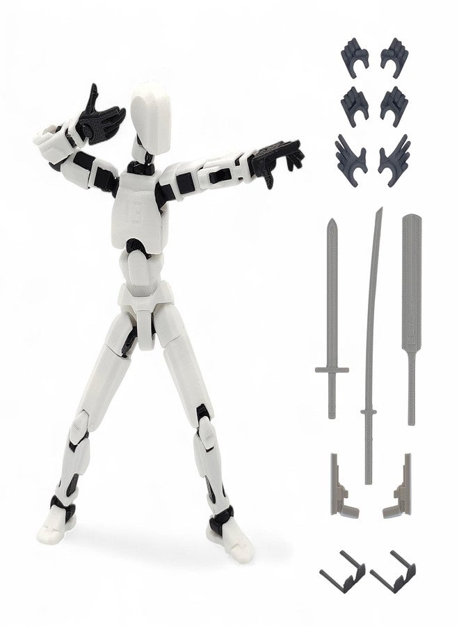 HEYNZ Fully Articulated Action Figure, 3D Printed Robot Assembly Kit, 5.4 Inch Poseable Toy, DIY Collectible Model, White - Image 1