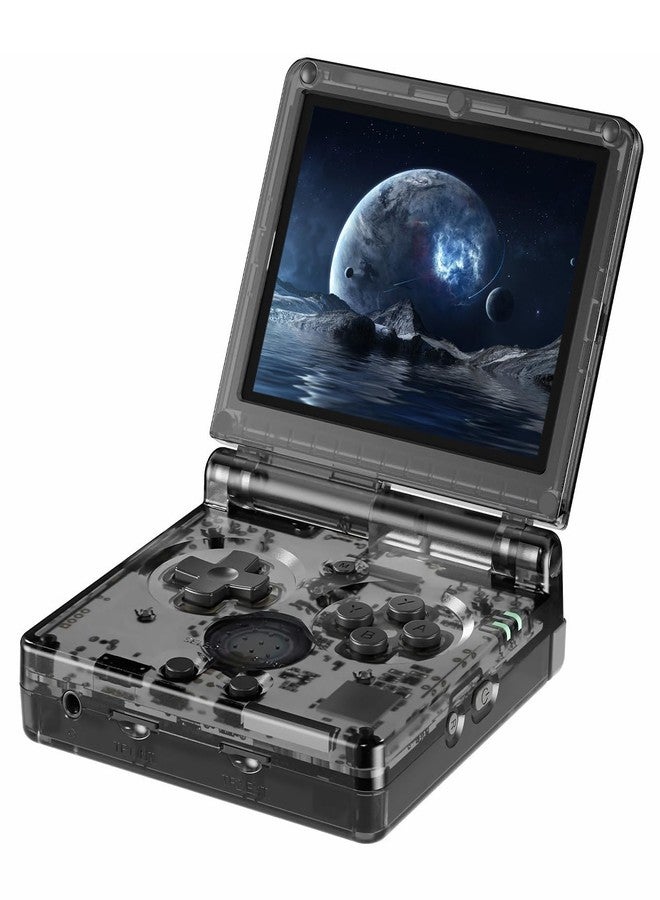 HANHIBR RG35XXSP Handheld Clamshell Games Consoles Built-in 64G+128G TF Card 8000+ Games Portable Style Flip Hand Held Game Video Consoles Linux System with Case (Black Transparent)