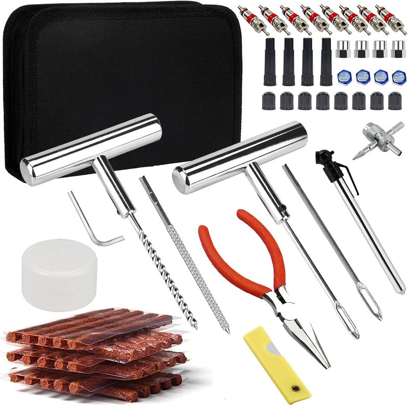 Ghguole Tyre Repair Kit,70pcs Tyre Plug Kit,Heavy Duty Tyre Puncture Repair Kit,Universal Car Tyre Patch Kit with 30 Tyre Repair Rubber Strip for Tires on Cars,Trucks,Motorcycles,ATV,Tractor,Van - Image 1