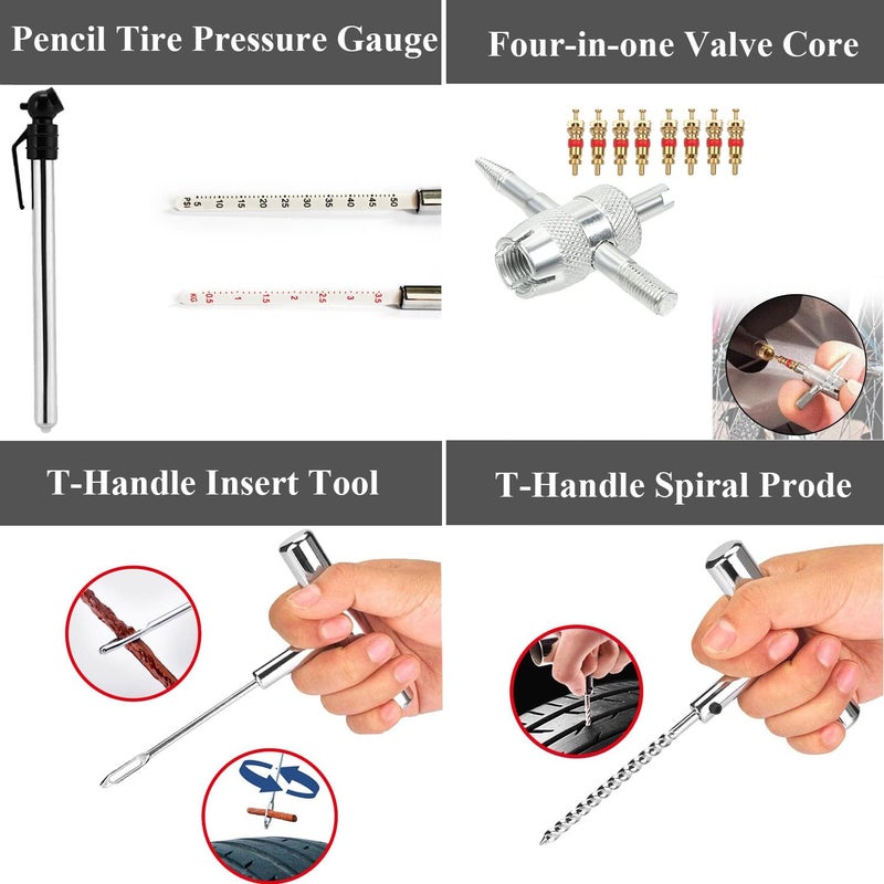 Ghguole Tyre Repair Kit,70pcs Tyre Plug Kit,Heavy Duty Tyre Puncture Repair Kit,Universal Car Tyre Patch Kit with 30 Tyre Repair Rubber Strip for Tires on Cars,Trucks,Motorcycles,ATV,Tractor,Van - Image 3