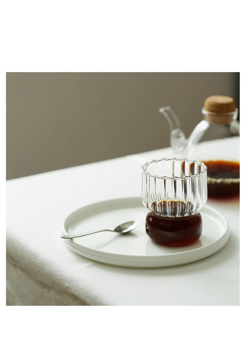 أكواب مياه مجموعة شرب، 2 قطعة سعة 300 مل، أكواب زجاجية مموجة بتصميم أوريغامي، لمشروبات العصير والقهوة، للمناسبات والاحتفالات، مجموعة أكواب زجاجية للمطاعم والمنازل. - Image 2