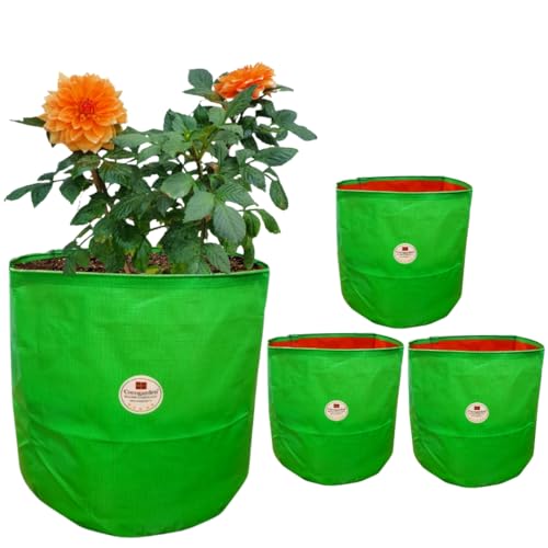 COCOGARDEN HDPE UV Protected Green Round Shaped Grow Bags 15X15 inch (Pack of 4) | Plant Bags for Home Garden | Growing Bags for Terrace Flowers and Vegetable Gardening| | Indoor and Balcony Gardening - Image 1