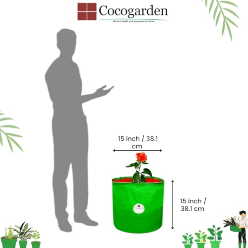 COCOGARDEN HDPE UV Protected Green Round Shaped Grow Bags 15X15 inch (Pack of 4) | Plant Bags for Home Garden | Growing Bags for Terrace Flowers and Vegetable Gardening| | Indoor and Balcony Gardening - Image 2