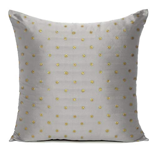 Oussum Art Silk Pillow Cover Cushion Cover Sofa Waist Throw Pillow Case Home Decor Set of 2 (18 x 18, Silver) - Image 2