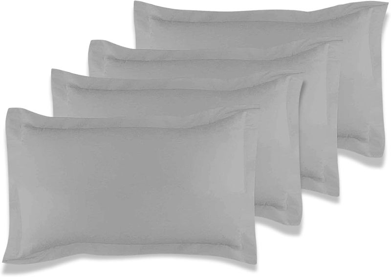 MUSA MUSA® Cotton Pillow Cover Shams - Washable Pillowcases for Sofa Cushions, Bedrooms & Dorm Decor | Hotel Quality Pillow Covers with Envelope Closure & 5cm Side Frame (4, Light Grey, 50 x 70cm) - Image 1
