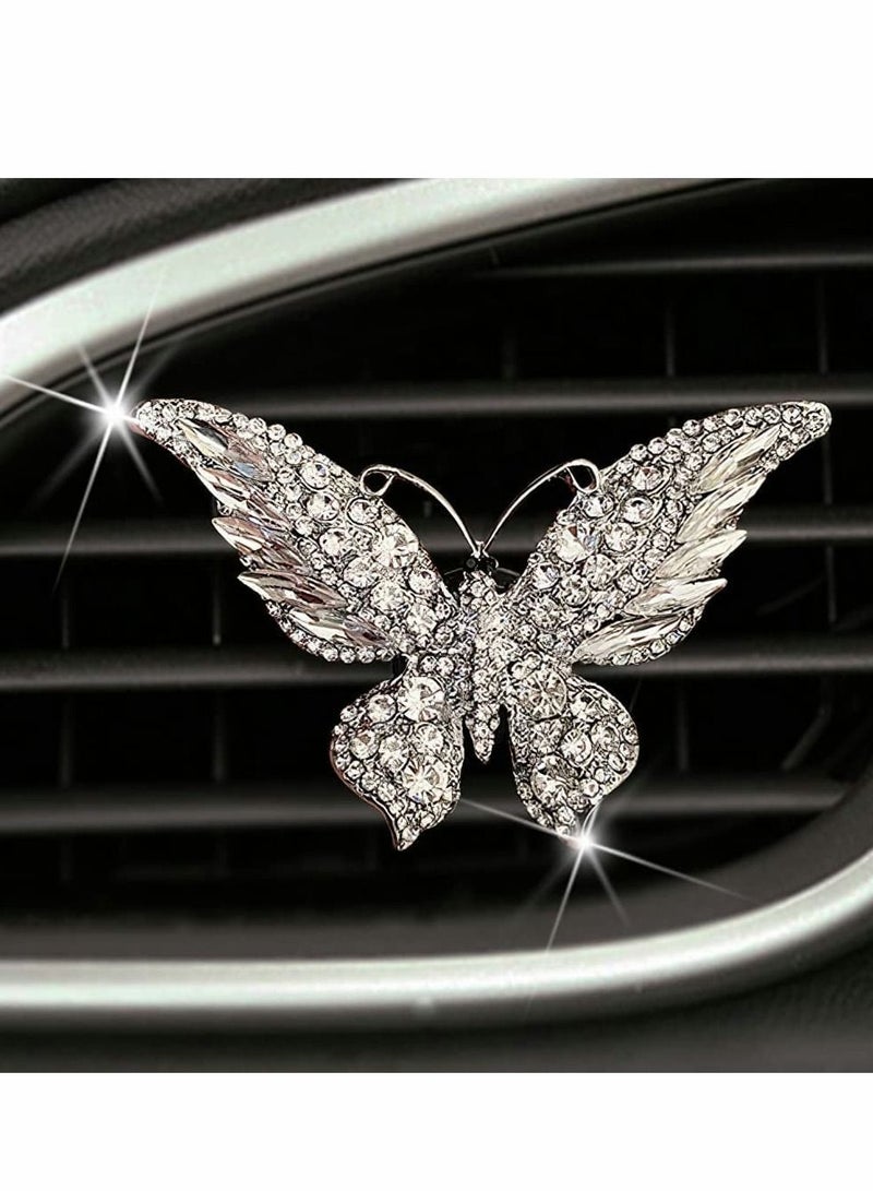 Excefore Car Air Vent Clip Charms, 2 PCS Butterfly Car Diffuser Air Freshener with Vent Clip,Bling Car Accessories for Women-Butterfly Big - Image 3