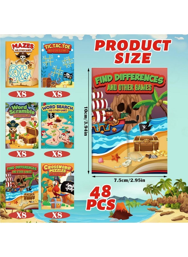 Hungdao 48 Pcs Pirate Mini Activity Books Bulk For Boys Pirate Party Favors Games Challenging Activities Include Mazes, Word Search, Find Difference And More For Girls Pirate Party Gift Bag Stuffers - Image 2