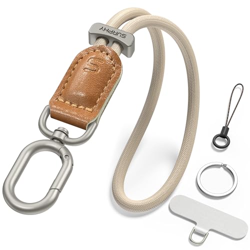 SURPHY Phone Wrist Strap Keychain Wristlet Phone Strap Charm with Tether Tab Cellphone Lanyard Wrist Key Chain for Women Starlight Brown - Image 1