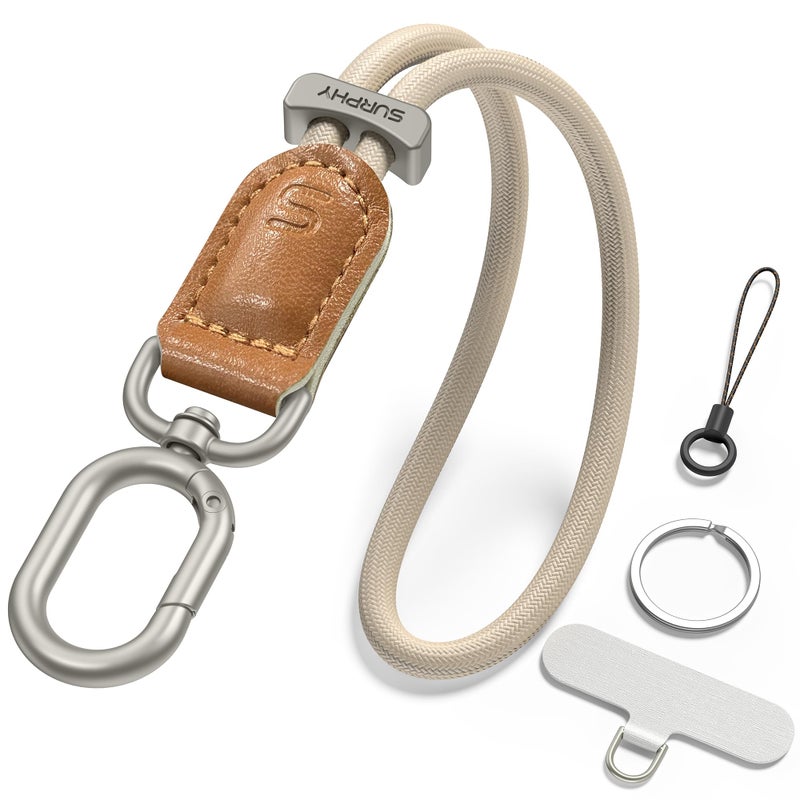 SURPHY Phone Wrist Strap Keychain Wristlet Phone Strap Charm with Tether Tab Cellphone Lanyard Wrist Key Chain for Women Starlight Brown - Image 2