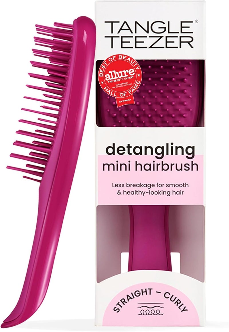 TANGLE TEEZER Ultimate Detangler Hairbrush, Eliminates Knots & Reduces Breakage, Mini Hair Brush for Travel, Small Hands & All Hair Types, Electric Raspberry - Image 1