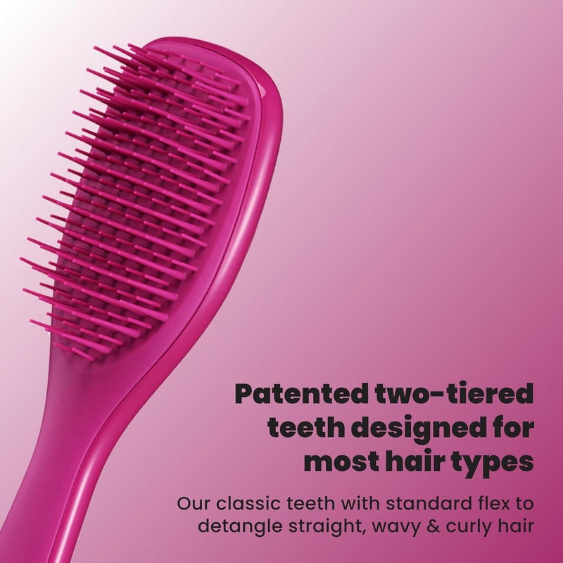 TANGLE TEEZER Ultimate Detangler Hairbrush, Eliminates Knots & Reduces Breakage, Mini Hair Brush for Travel, Small Hands & All Hair Types, Electric Raspberry - Image 2