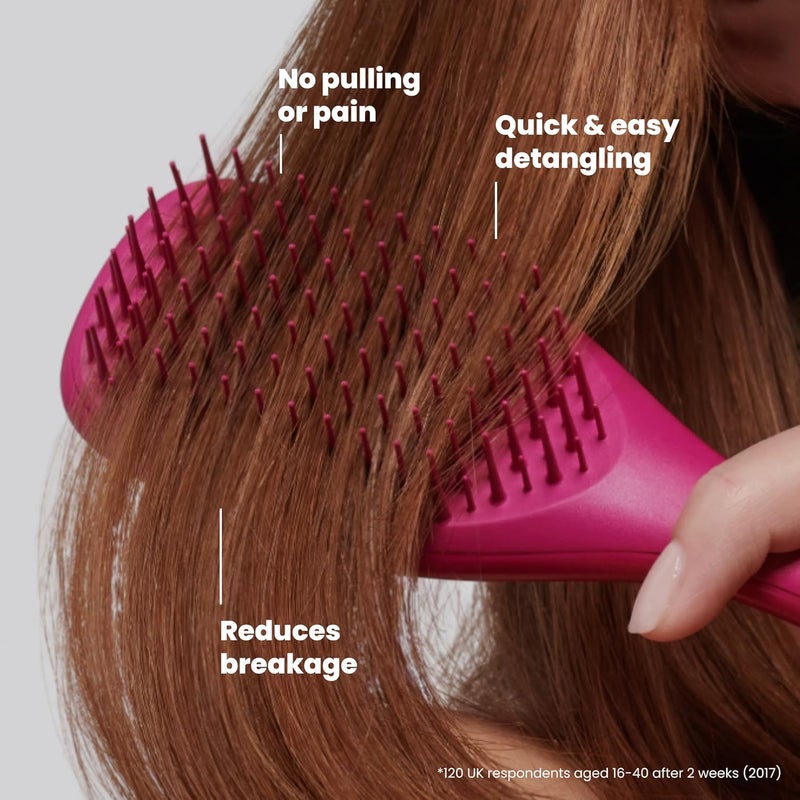 TANGLE TEEZER Ultimate Detangler Hairbrush, Eliminates Knots & Reduces Breakage, Mini Hair Brush for Travel, Small Hands & All Hair Types, Electric Raspberry - Image 4