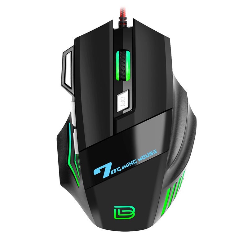 BAJEAL G5 Wired Gaming RGB Gaming 7 Keys Ergonomic Mice 4-gear Adjustable DPI for PC Desktop Computer Black - Image 1