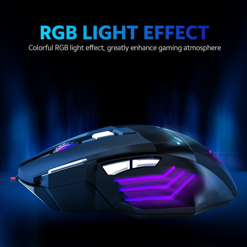 BAJEAL G5 Wired Gaming RGB Gaming 7 Keys Ergonomic Mice 4-gear Adjustable DPI for PC Desktop Computer Black - Image 4
