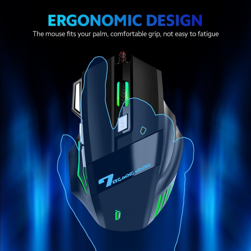 BAJEAL G5 Wired Gaming RGB Gaming 7 Keys Ergonomic Mice 4-gear Adjustable DPI for PC Desktop Computer Black - Image 3
