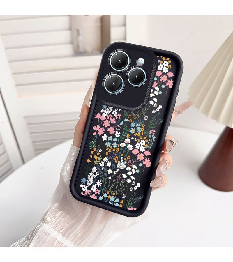 Black Plant Flower Pattern Phone Case Hot 50 Pro+ 4G Creative Fashion Classic Design - Image 2