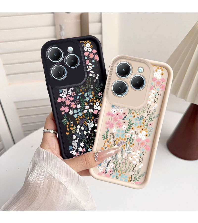 Black Plant Flower Pattern Phone Case Hot 50 Pro+ 4G Creative Fashion Classic Design - Image 1