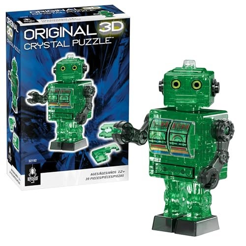 BePuzzled Green Tin Robot Standard Original 3D Crystal Puzzle Perfect for Puzzlers Ages 12 and Up Challenging to Complete and Beautiful to Display Collect Them All - Image 1