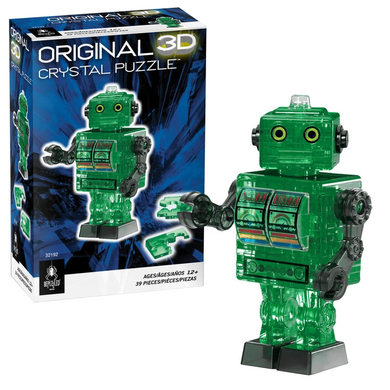 BePuzzled Green Tin Robot Standard Original 3D Crystal Puzzle Perfect for Puzzlers Ages 12 and Up Challenging to Complete and Beautiful to Display Collect Them All - Image 3