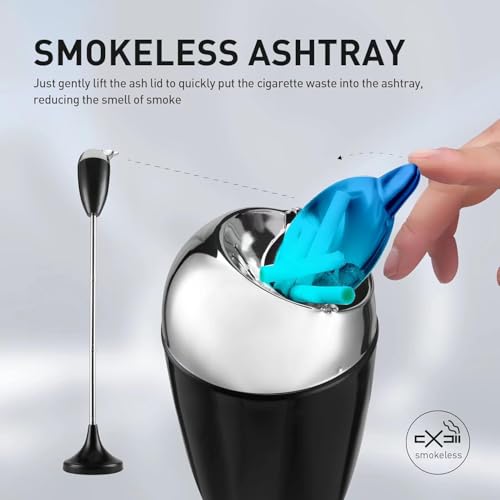 Anfrere 2 Pack Outdoor Standing Ashtray with Lid, Black Adjustable Stand Ash Butt Holder for Home Patio, Windproof Outside Standing Ash Tray Cigarette Butt Disposal in 20", 27.5", 35" Heights - Image 3