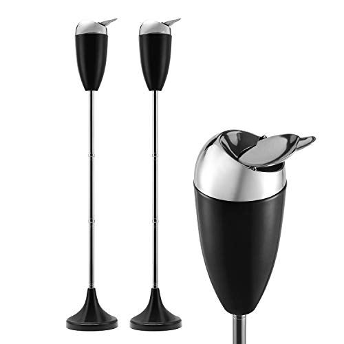 Anfrere 2 Pack Outdoor Standing Ashtray with Lid, Black Adjustable Stand Ash Butt Holder for Home Patio, Windproof Outside Standing Ash Tray Cigarette Butt Disposal in 20", 27.5", 35" Heights - Image 1