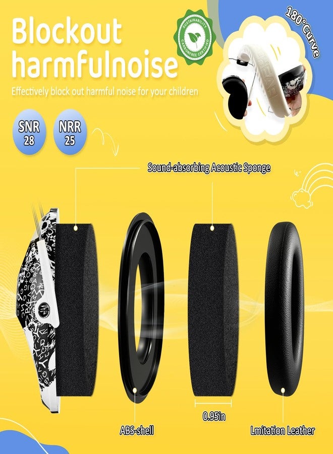 PROHEAR واقيات أذن للأطفال من بروهير 032، حماية من الضوضاء بمعدل 25 ديسيبل، واقيات أذن للأطفال، عصابة رأس قابلة للتعديل لحماية السمع، مناسبة للحفلات الموسيقية والسباقات والمطارات - بنقشة جمجمة - Image 2