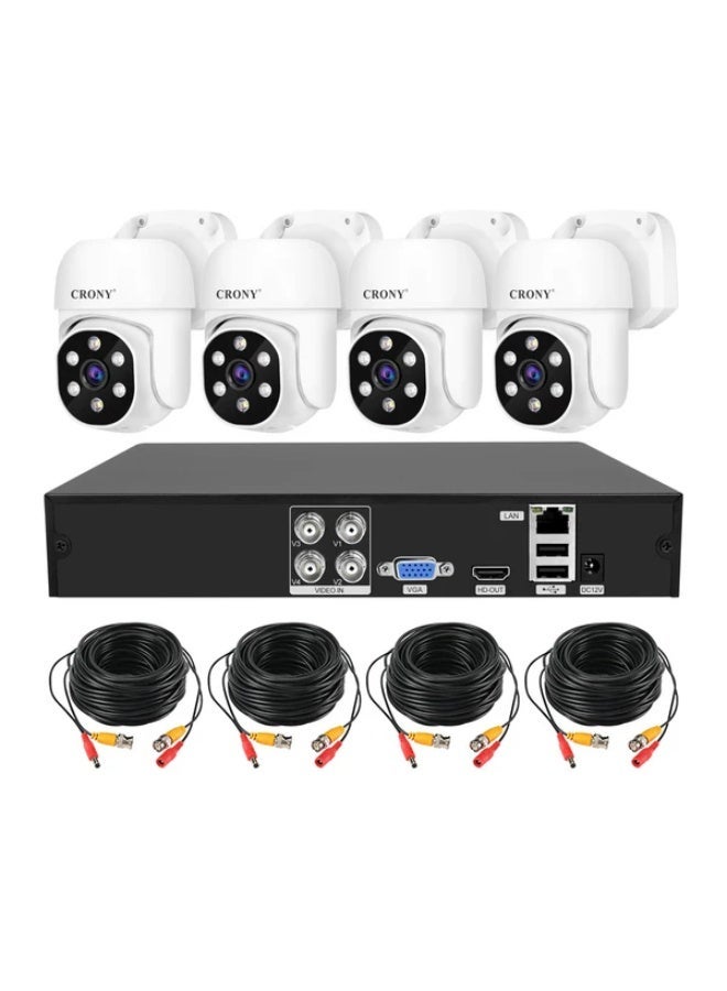 كروني مجموعة أمان كروني NVS004-Wifi-5MP 4CH XVR اللاسلكية (إصدار مُحسّن حديثًا) - رؤية ليلية كاملة الألوان بدقة 5 ميجابكسل، بزاوية 355 درجة، صوت ثنائي الاتجاه، كشف الحركة لمراقبة المنزل/الشركة - Image 1