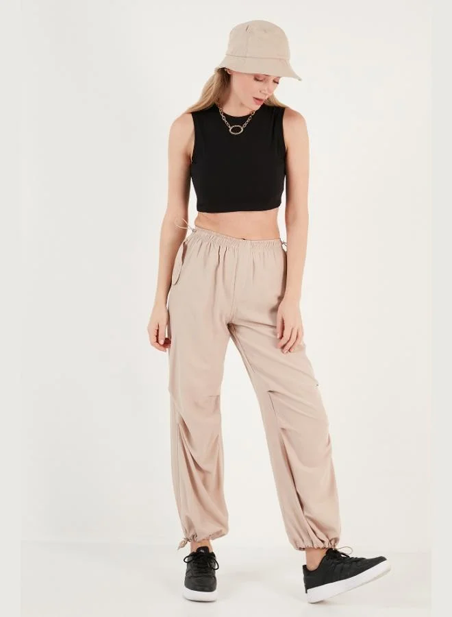 Lela Lela Cotton Crew Neck Slim Fit Crop Tank Top Women's Tank Top 5865259