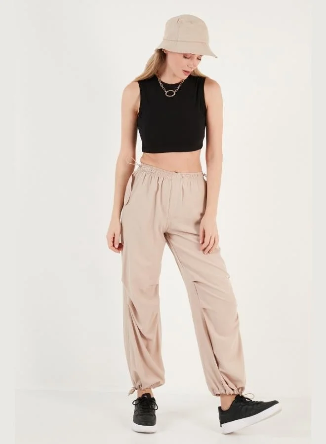 Lela Lela Cotton Crew Neck Slim Fit Crop Tank Top Women's Tank Top 5865259